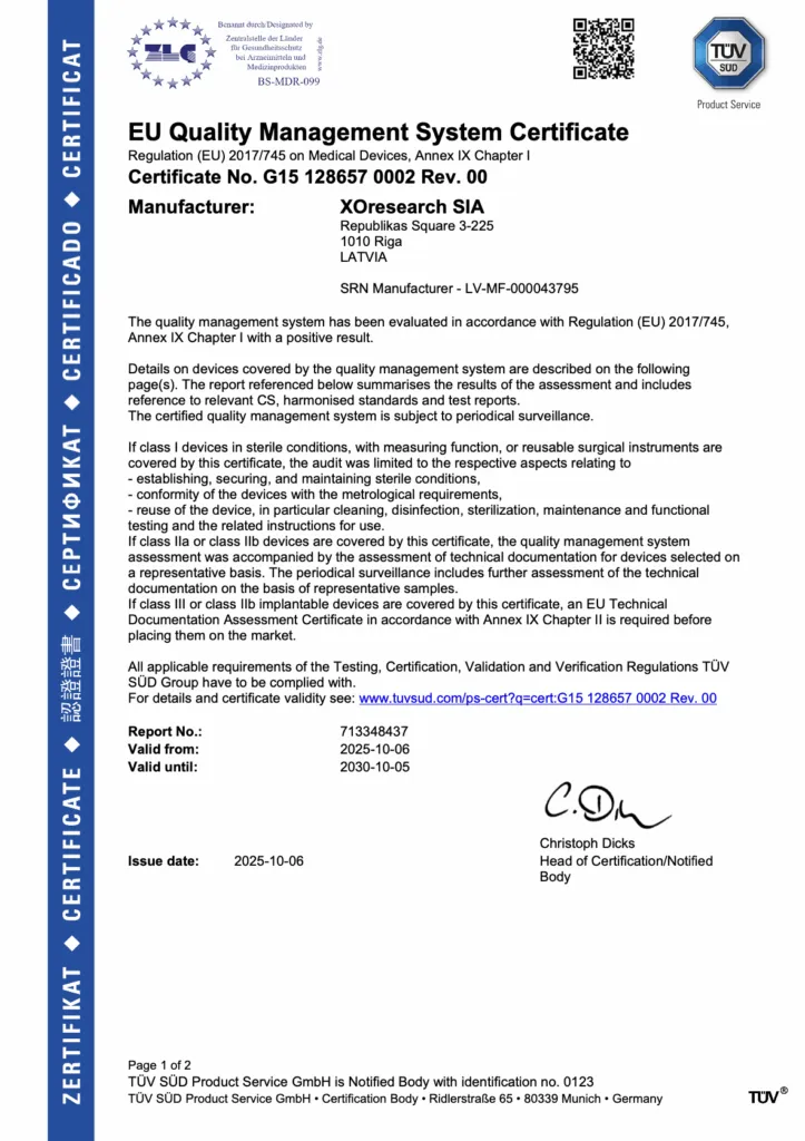 EU MDR certificate page 1