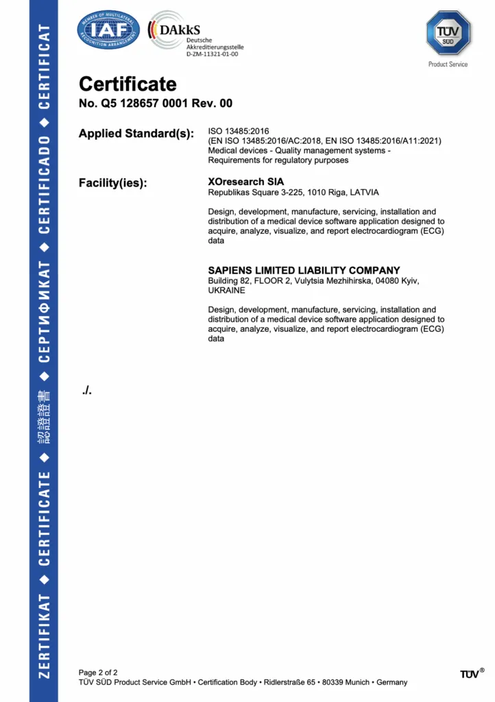 ISO 13485 certificate